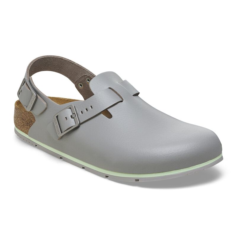 BIRKENSTOCK Tokio PRO Natural Leather Coated Gun Metal Trail Easy detail