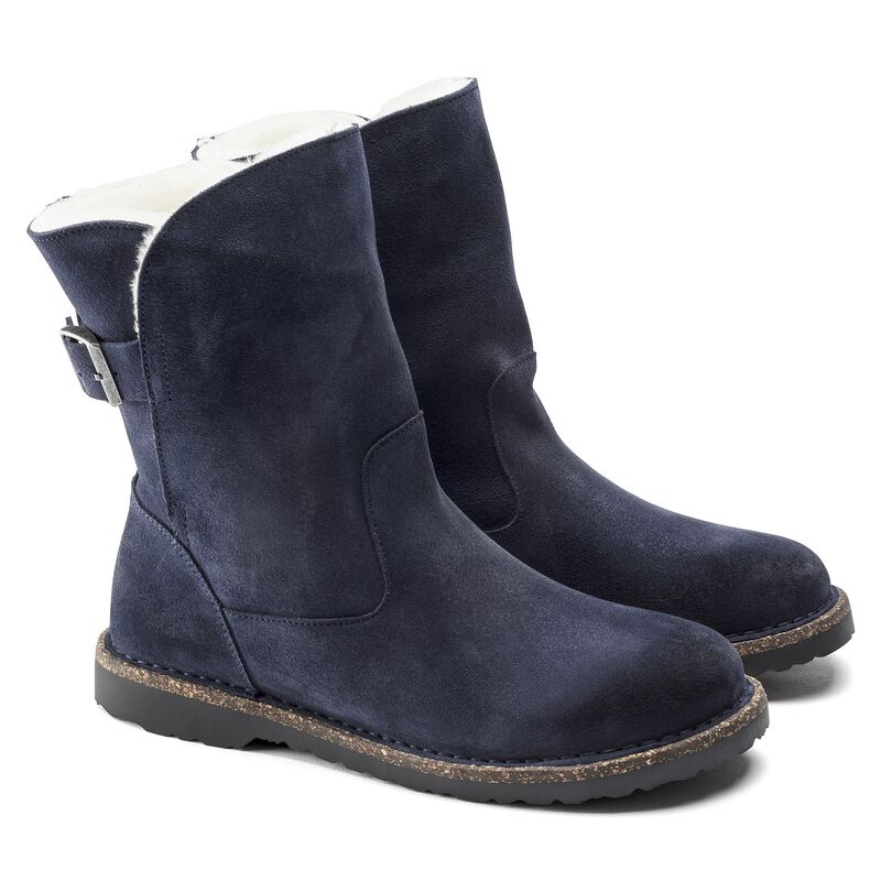 BIRKENSTOCK Uppsala Shearling Suede Leather Navy Soft Sole detail