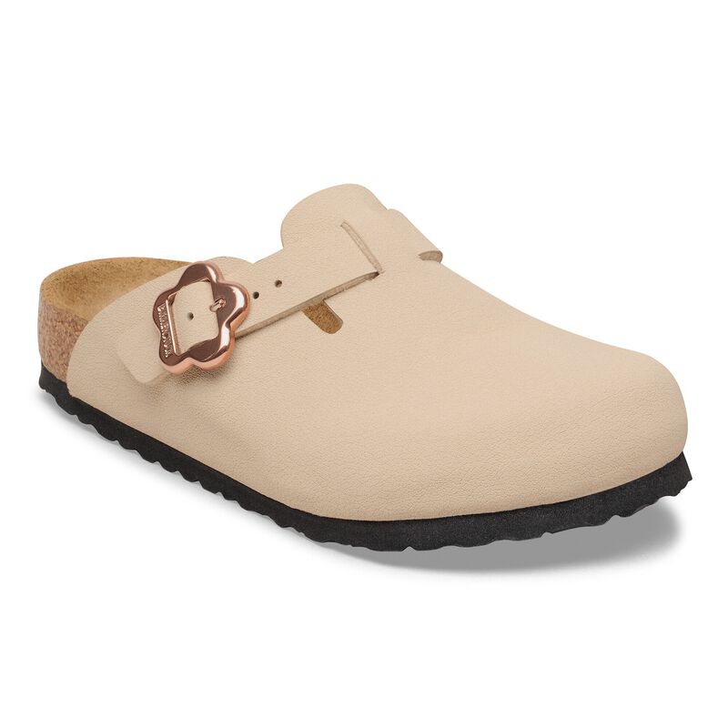 BIRKENSTOCK Boston Flower Buckle Kids Birko-Flor Nubuck Sandcastle Easy Walk detail