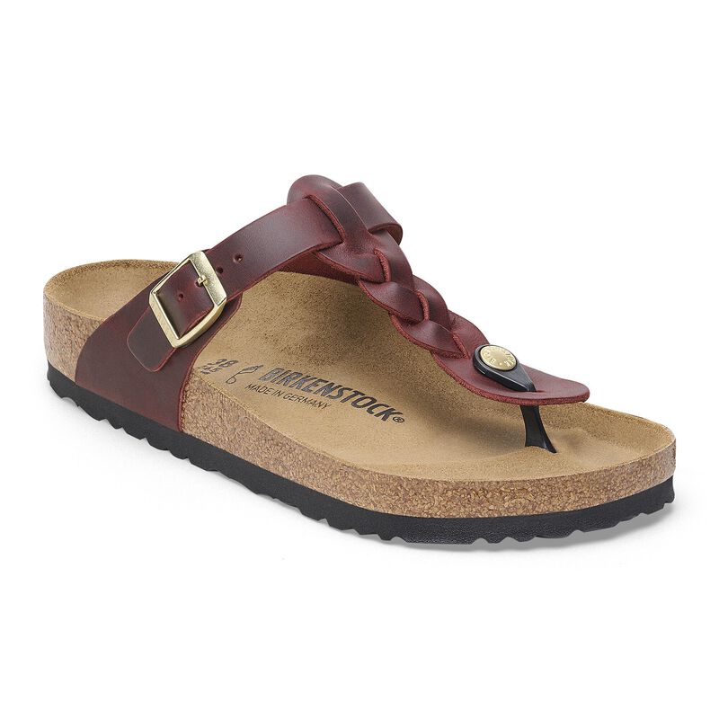 BIRKENSTOCK Gizeh Braided Natural Leather Oiled Habana Lounge Fit detail