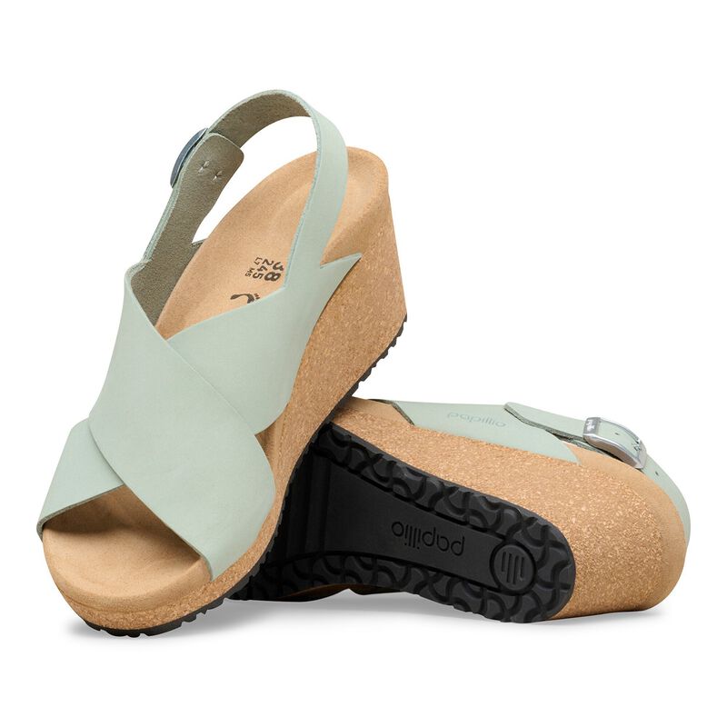 BIRKENSTOCK Samira Nubuck Leather Pure Sage Lounge Fit detail