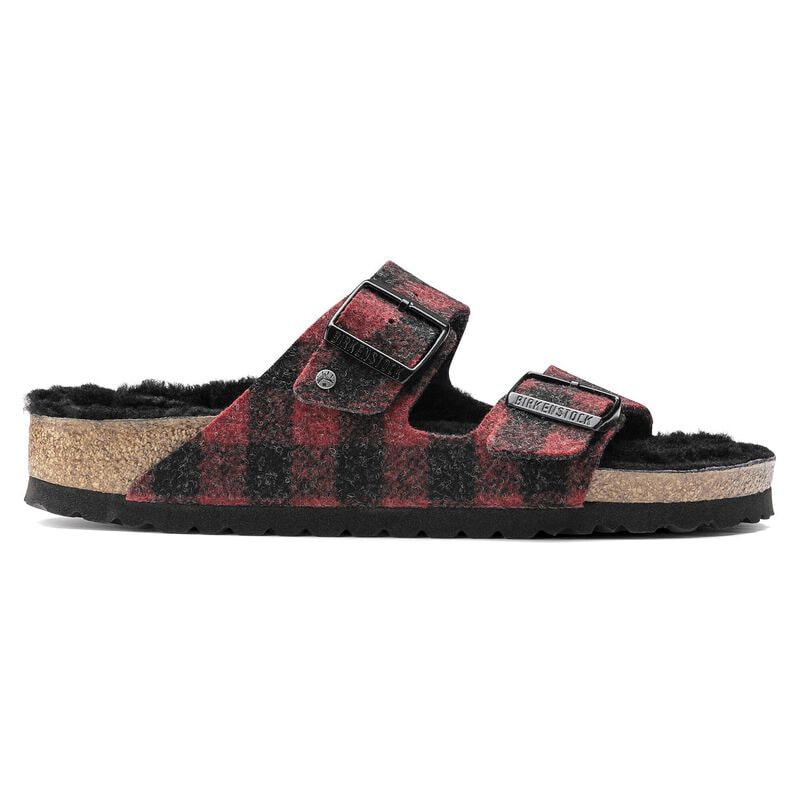 BIRKENSTOCK Arizona Shearling Suede Leather/Fur Plaid Red Walk Edit detail