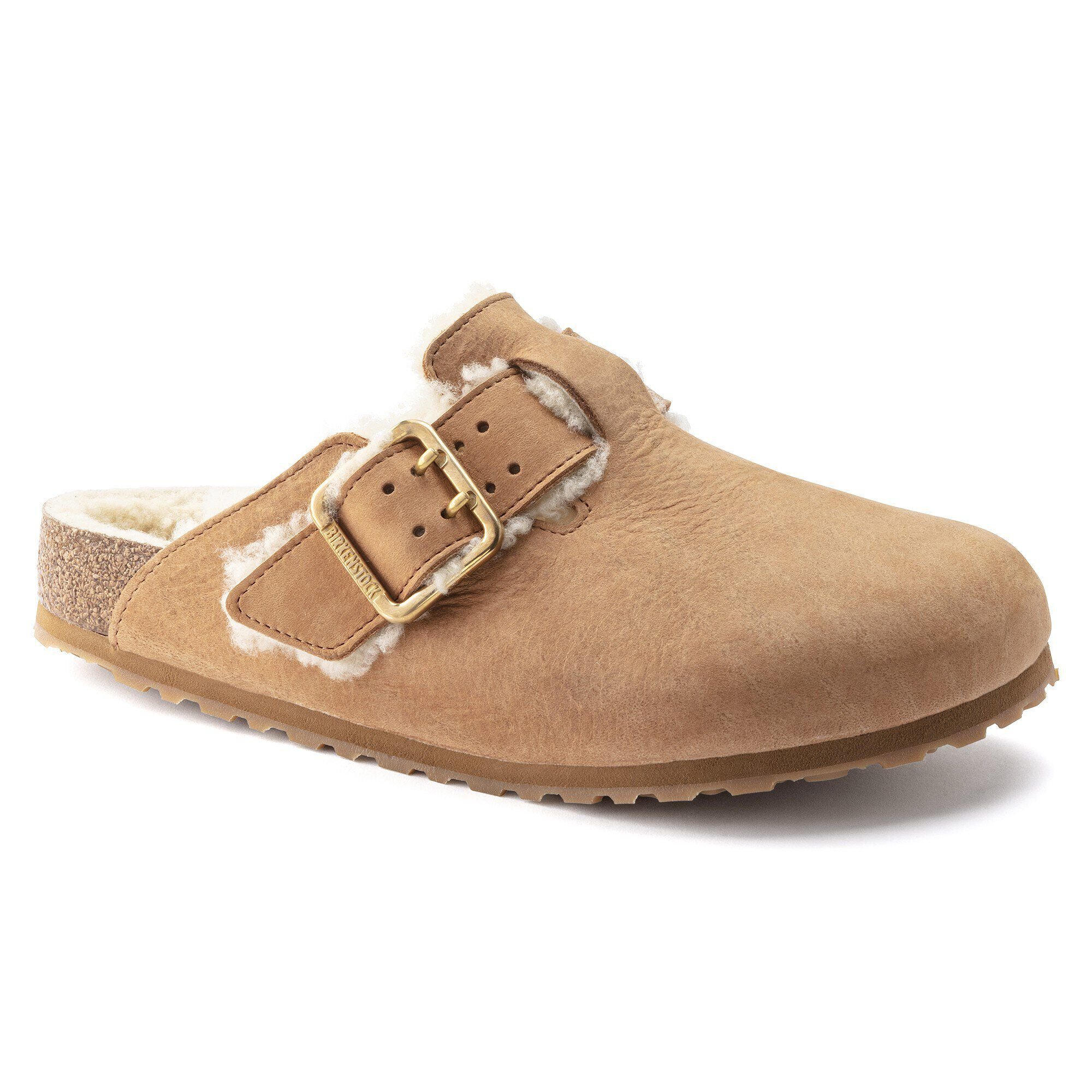 Boston Bold Shearling Nubuck Leather in Color Cognac | BIRKENSTOCK US
