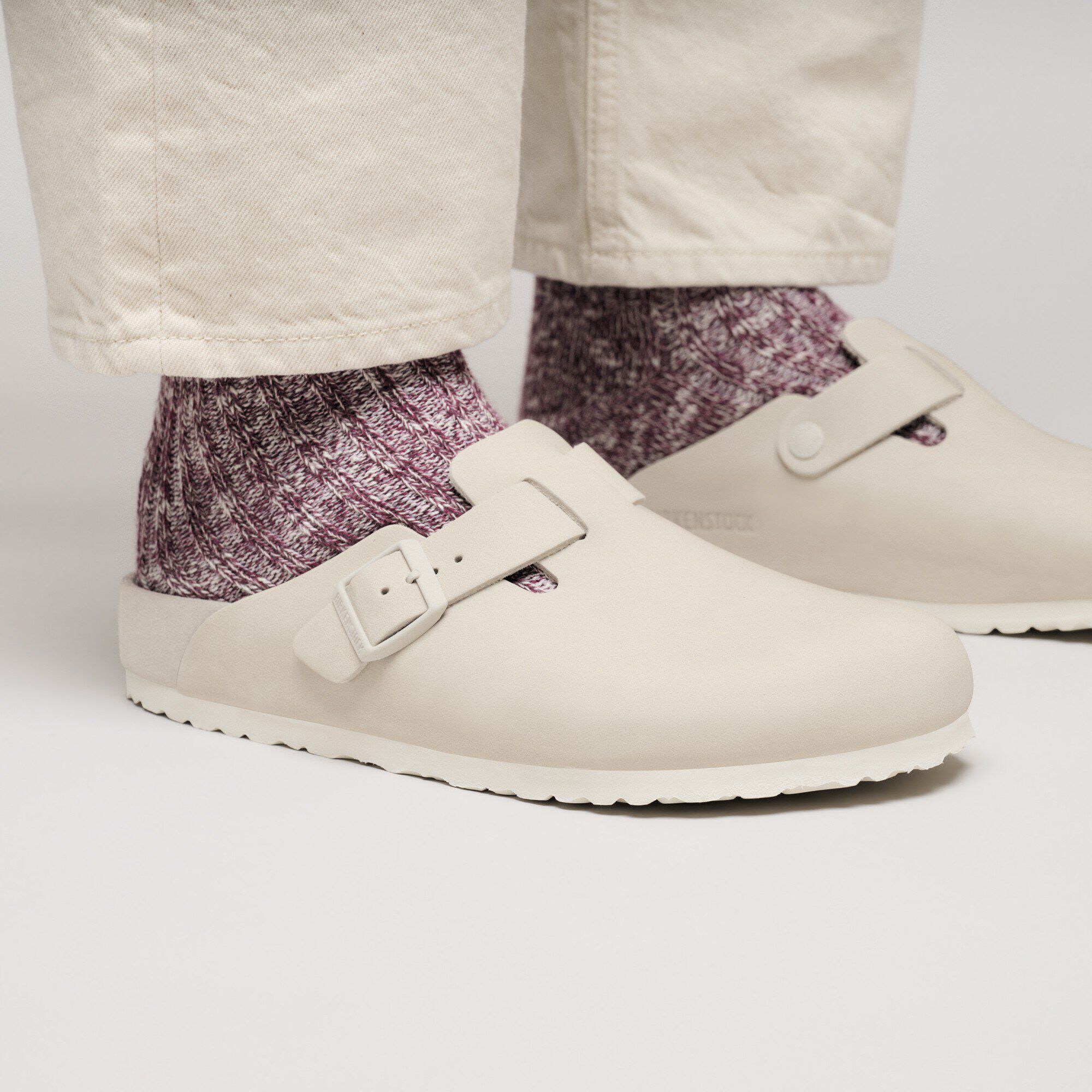 Boston Nubuck Leather in Color Oyster | BIRKENSTOCK US