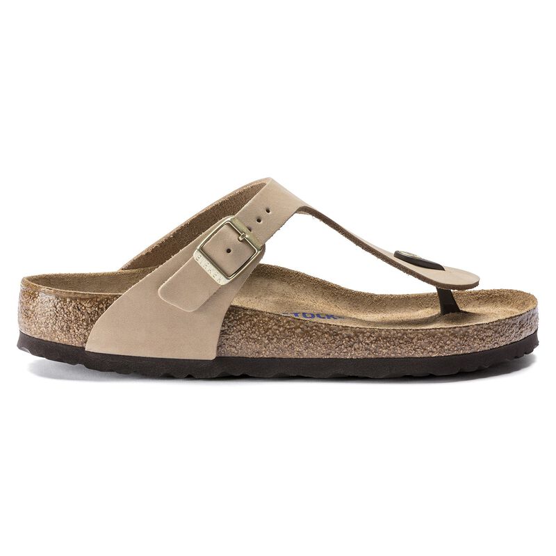 BIRKENSTOCK Gizeh Soft Footbed Nubuck Leather Sandcastle Walk Edit detail