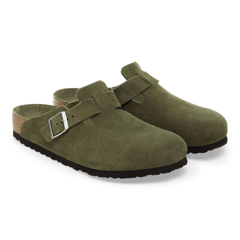 BIRKENSTOCK Boston Soft Footbed Suede Leather Thyme Tonal Walk Edit detail