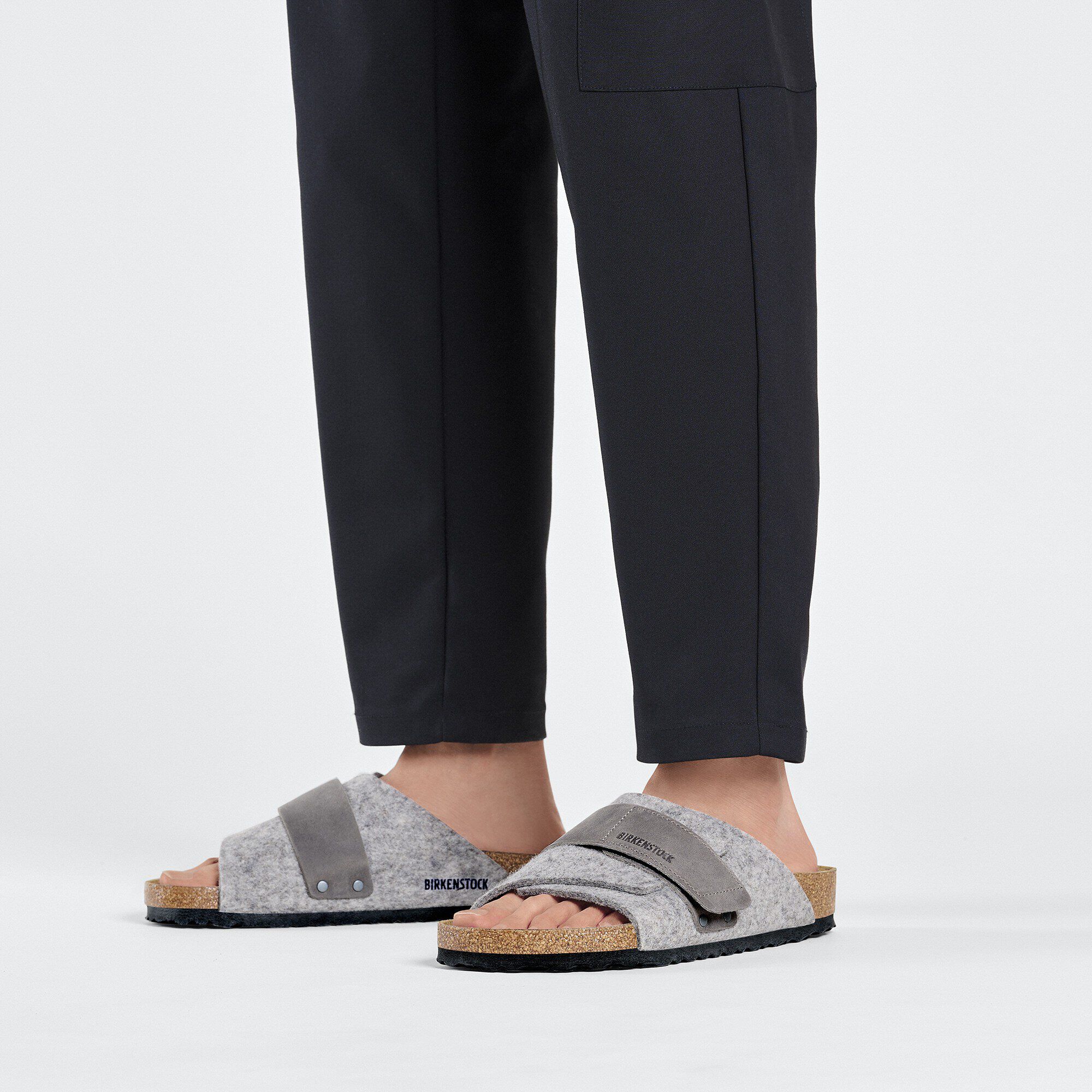Kyoto Natural Leather-Felt in Color Light Gray | BIRKENSTOCK US