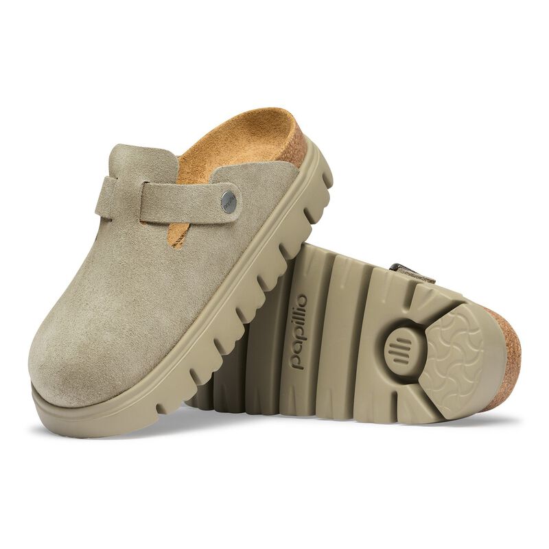 BIRKENSTOCK Boston Chunky Suede Leather Taupe Daily Comfort detail