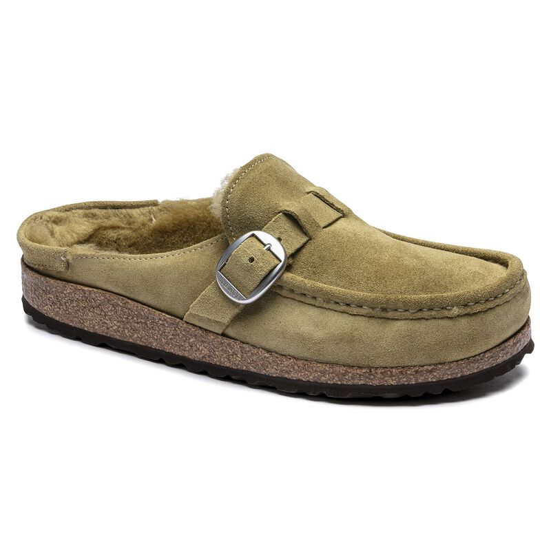 BIRKENSTOCK Buckley Shearling Suede Leather Black Walk Edit detail