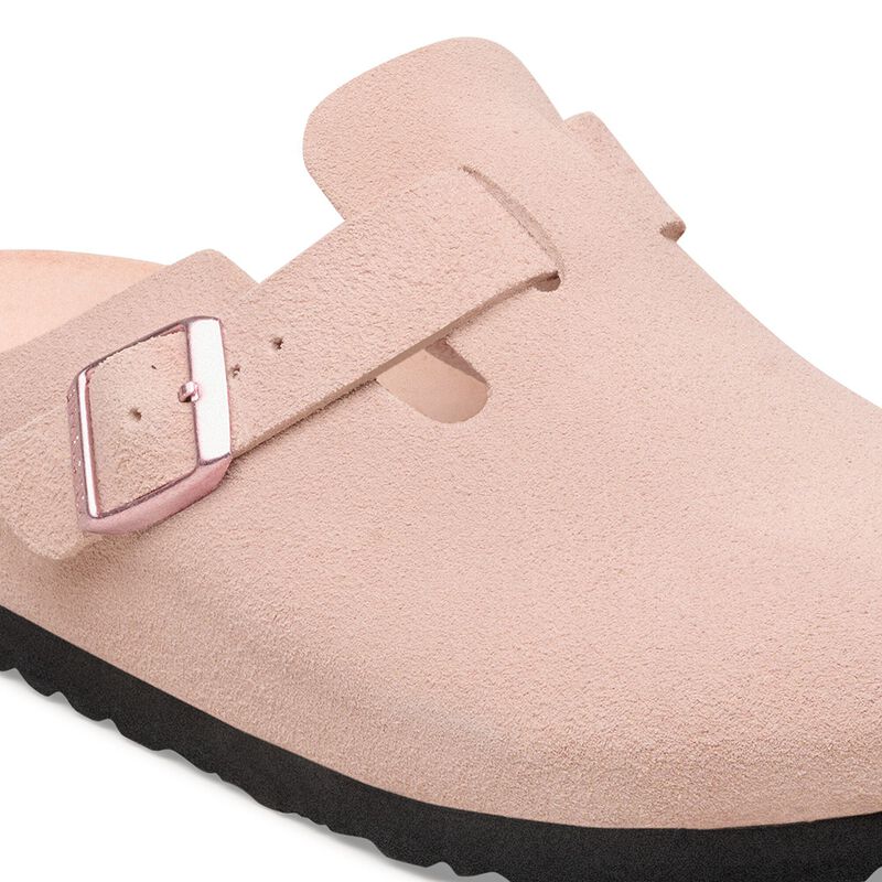 BIRKENSTOCK Boston Soft Footbed Suede Leather Light Rose Contour Sole detail