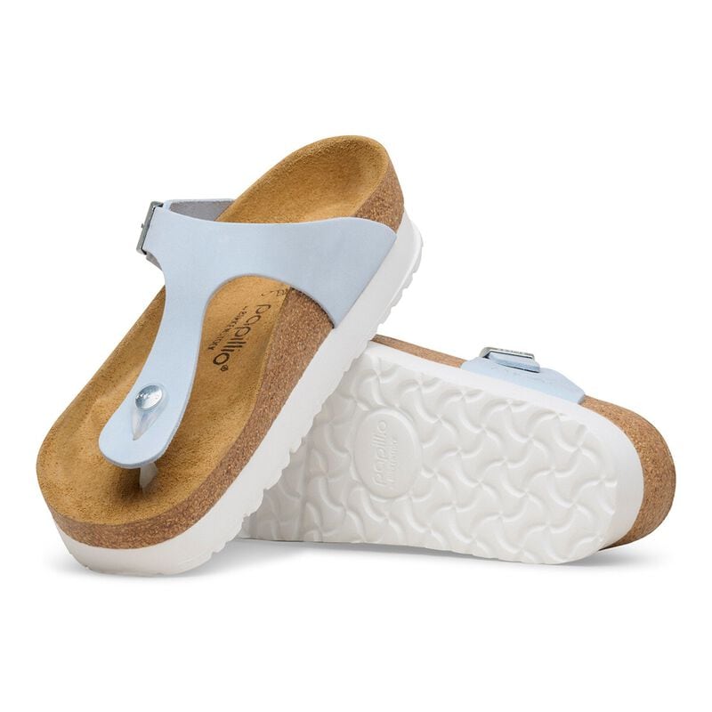 BIRKENSTOCK Gizeh Flex Platform Nubuck Leather Baby Blue Walk Edit detail