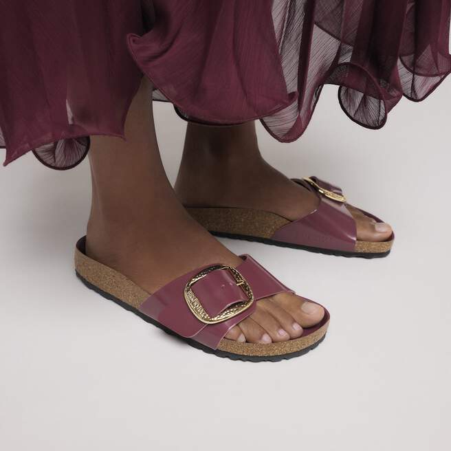 Madrid Hammered Big Buckle Natural Leather Patent