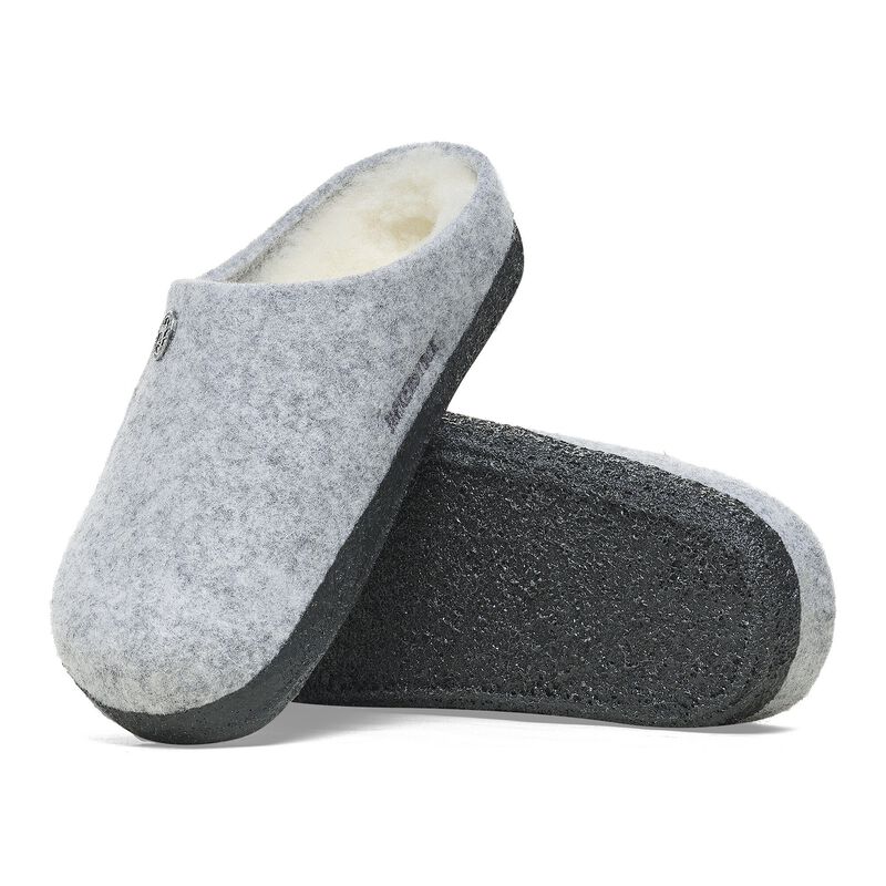 BIRKENSTOCK Zermatt Kids Shearling Felt Light Gray Soft Sole detail