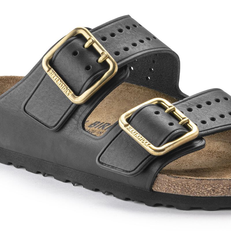 BIRKENSTOCK Arizona Bold Natural Leather Black Soft Footbed detail