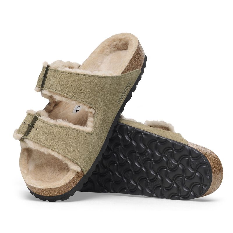 BIRKENSTOCK Arizona Shearling Suede Leather/Fur Taupe Walk Edit detail