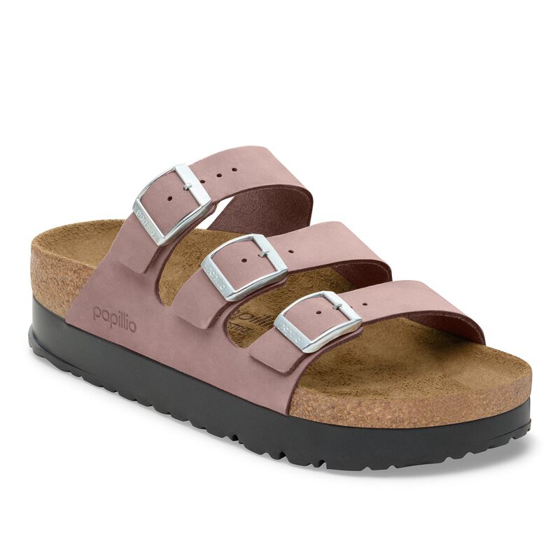 BIRKENSTOCK Florida Flex Platform Nubuck Leather Dark Tea Daily Comfort detail