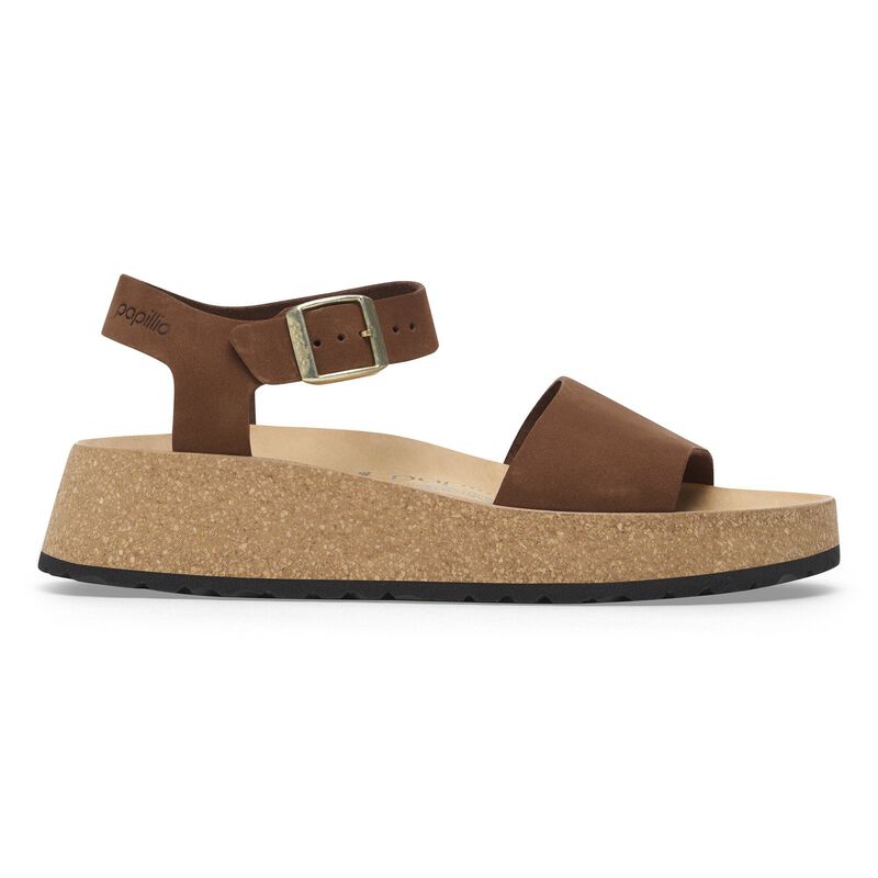 BIRKENSTOCK Glenda Nubuck Leather Dark Tea Soft Footbed detail