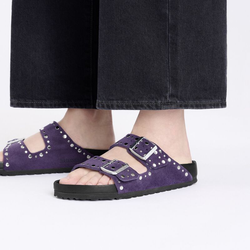 BIRKENSTOCK Arizona Rivets Suede Leather Acai Soft Sole detail