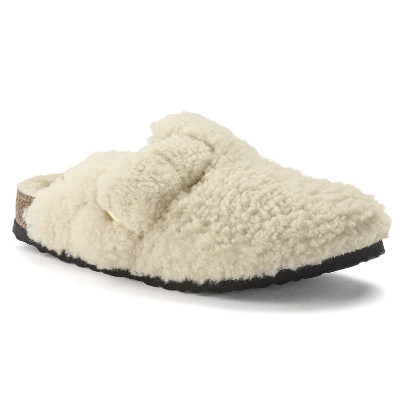 BIRKENSTOCK Boston Big Buckle Fur Teddy Eggshell Soft Sole detail