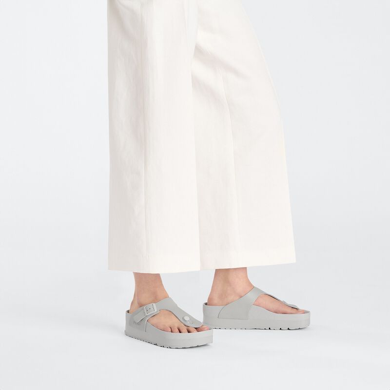 BIRKENSTOCK Gizeh Flex Platform Natural Leather Mineral Gray Soft Sole detail