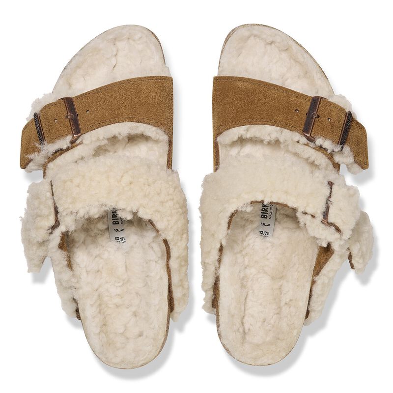 BIRKENSTOCK Arizona Teddy Split Suede Leather/Fur Mink Contour Sole detail