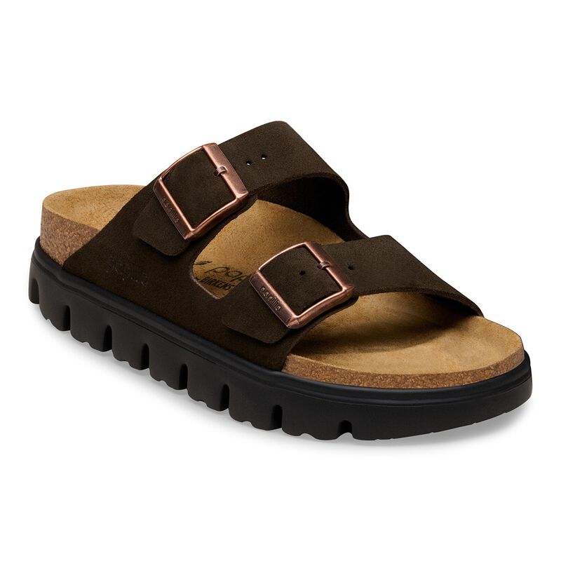 BIRKENSTOCK Arizona Platform Suede Leather Dark Tea/ Black Trail Easy detail