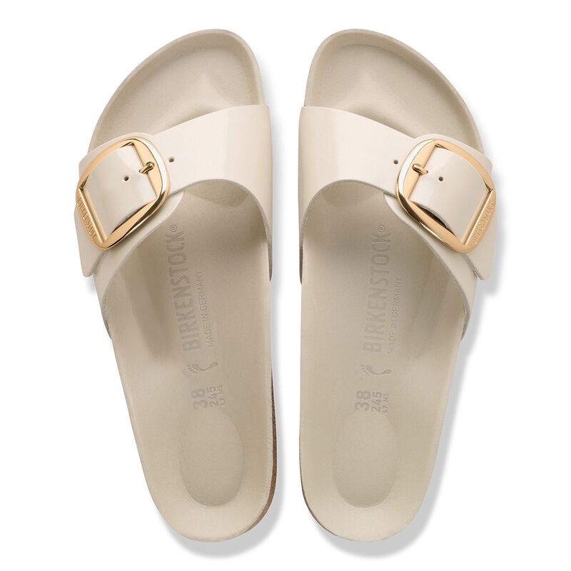 BIRKENSTOCK Madrid Big Buckle Natural Leather Patent High-Shine Oyster Walk Edit detail