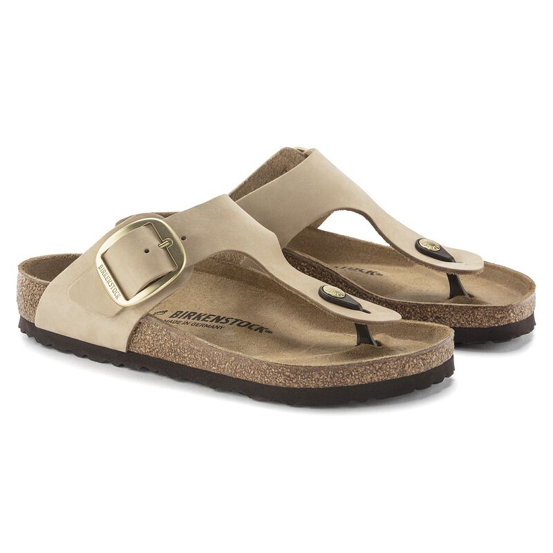 BIRKENSTOCK Gizeh Big Buckle Nubuck Leather Sandcastle Easy Walk detail