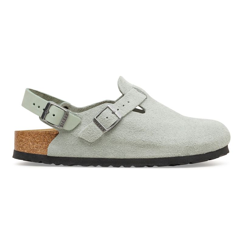 BIRKENSTOCK Tokio Suede Leather Pure Sage Soft Sole detail
