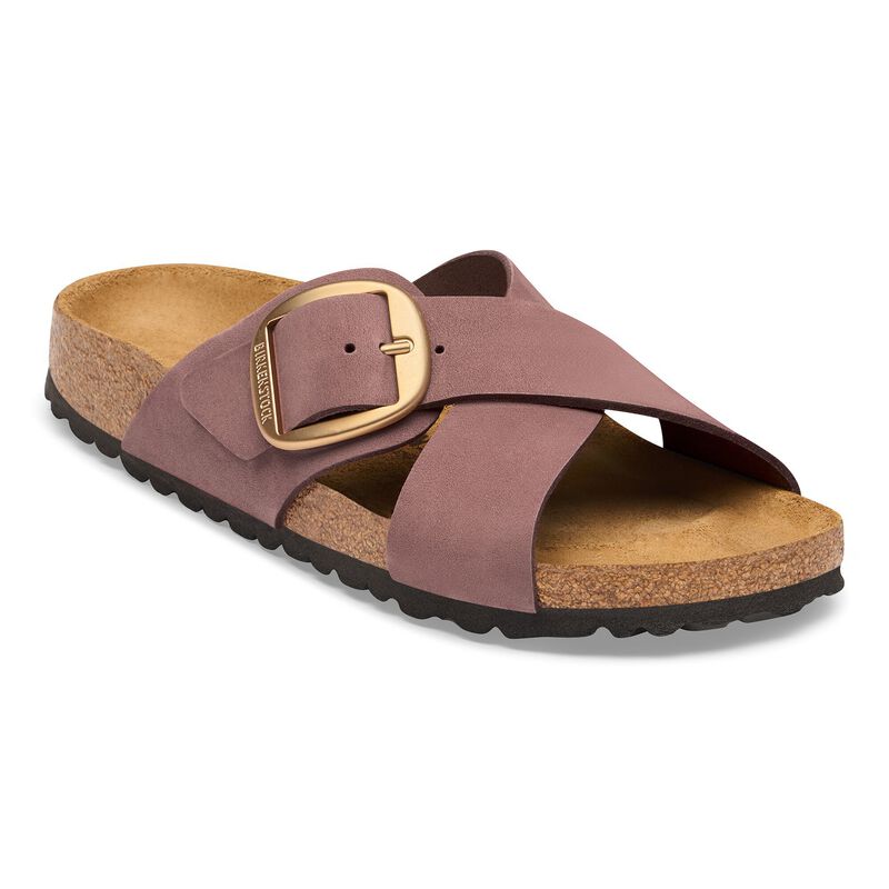 BIRKENSTOCK Siena Big Buckle Nubuck Leather Mink Soft Sole detail