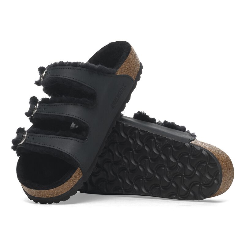 BIRKENSTOCK Florida Fresh Shearling Natural Leather Oiled Black Walk Edit detail