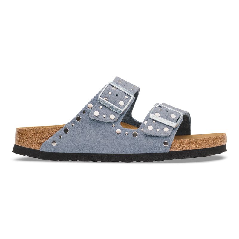 BIRKENSTOCK Arizona Rivet Suede Leather Stone Blue Trail Easy detail