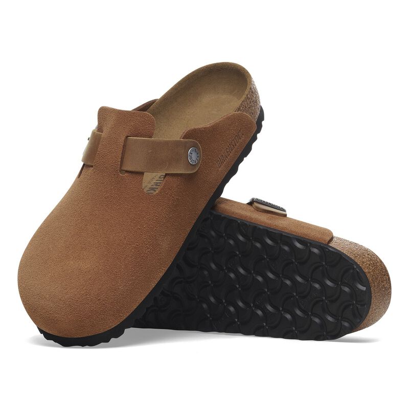 BIRKENSTOCK Boston Mixed Leather Cognac Lounge Fit detail