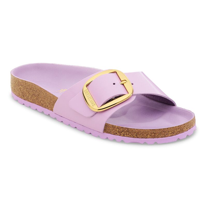 BIRKENSTOCK Madrid Big Buckle Natural Leather Patent High-Shine Surf Green Daily Comfort detail