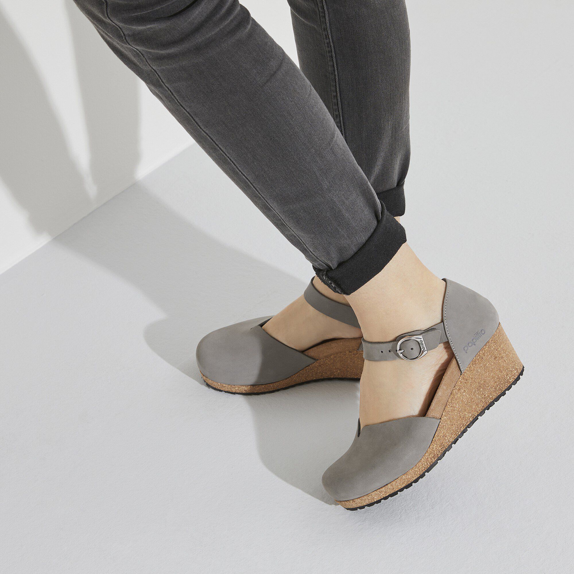 Mary Ring-Buckle Nubuck Leather