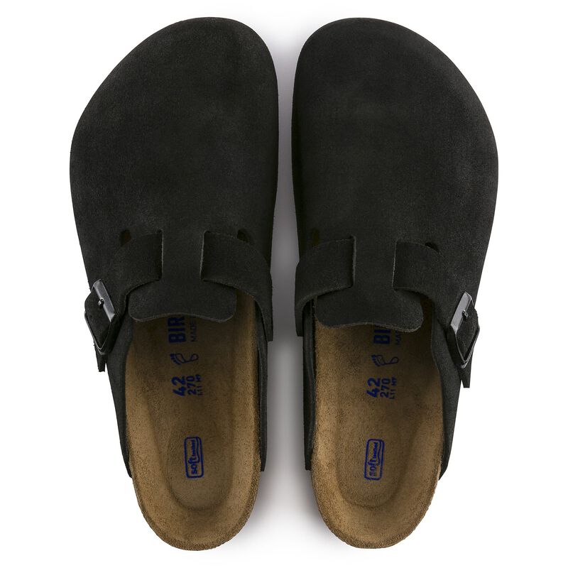 BIRKENSTOCK Boston Soft Footbed Suede Leather Black Soft Sole detail