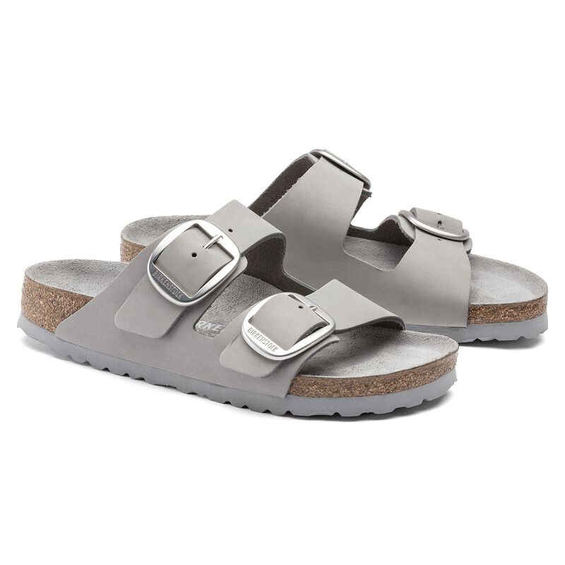 BIRKENSTOCK Arizona Big Buckle Natural Leather Nubuck Dove Gray City Comfort detail