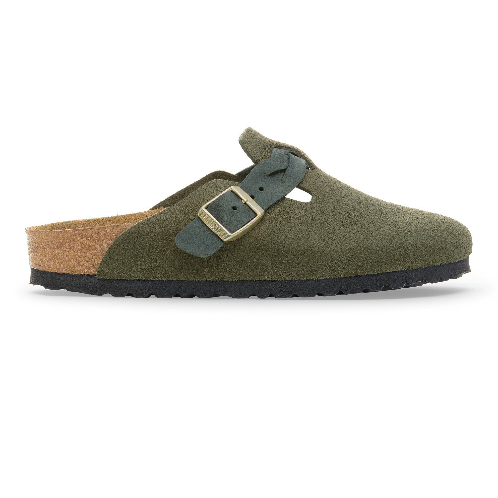 靴 BIRKENSTOCK BOSTON Boston Braided Suede Leather in Color Thyme | BIRKENSTOCK US