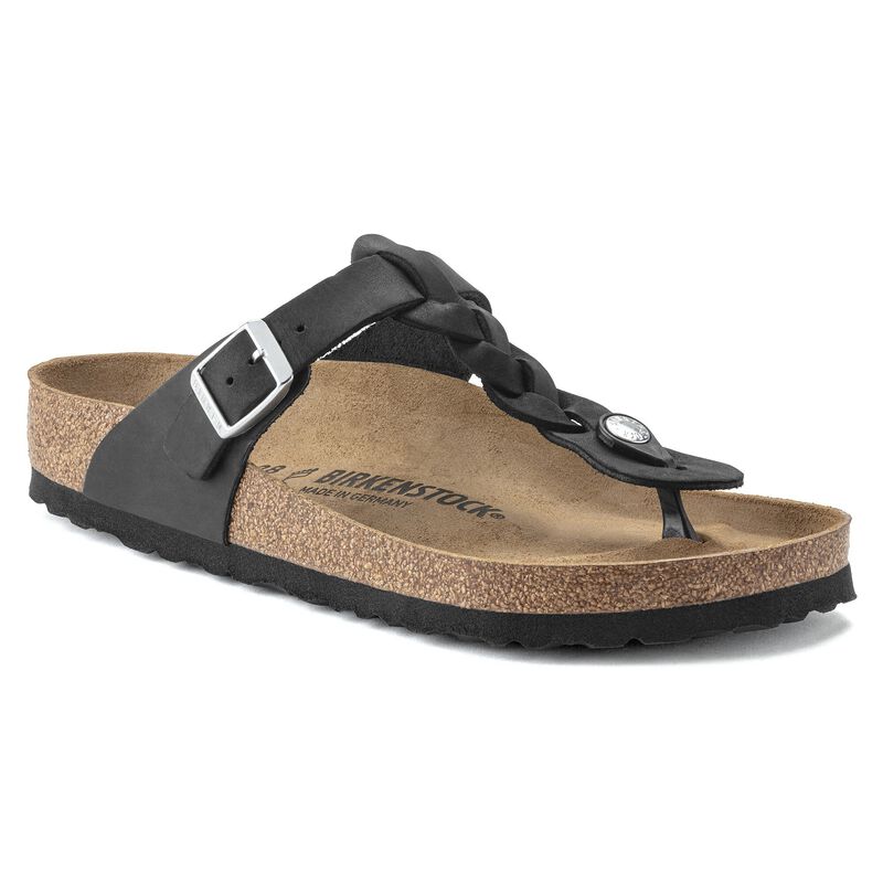 BIRKENSTOCK Gizeh Braided Natural Leather Oiled Habana Lounge Fit detail