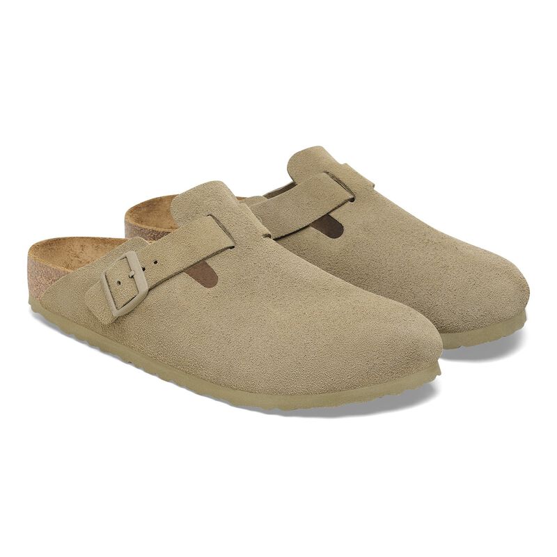 BIRKENSTOCK Boston Suede Leather Faded Khaki Soft Sole detail