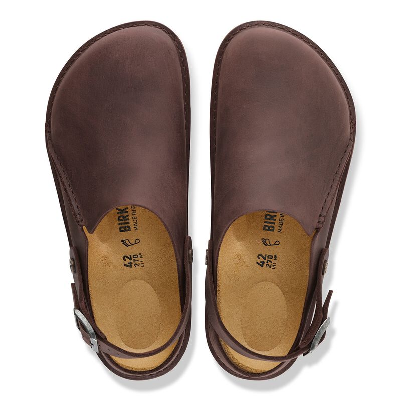 BIRKENSTOCK Lutry Premium Wider Strap Natural Leather Oiled Habana Soft Sole detail