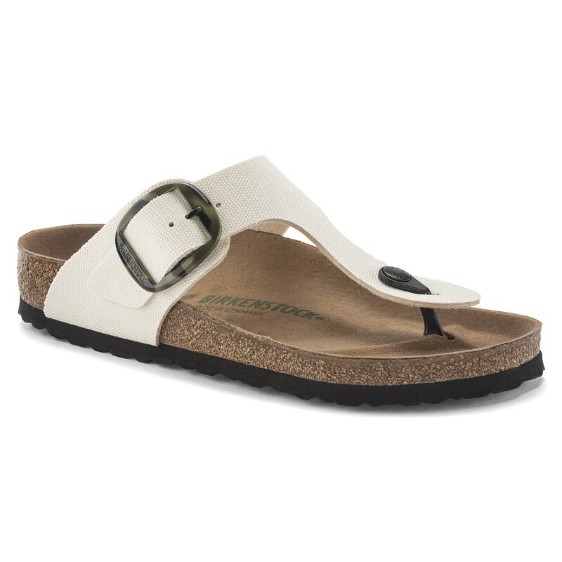 BIRKENSTOCK Gizeh Vegan Big Buckle Textile Eggshell Soft Sole detail