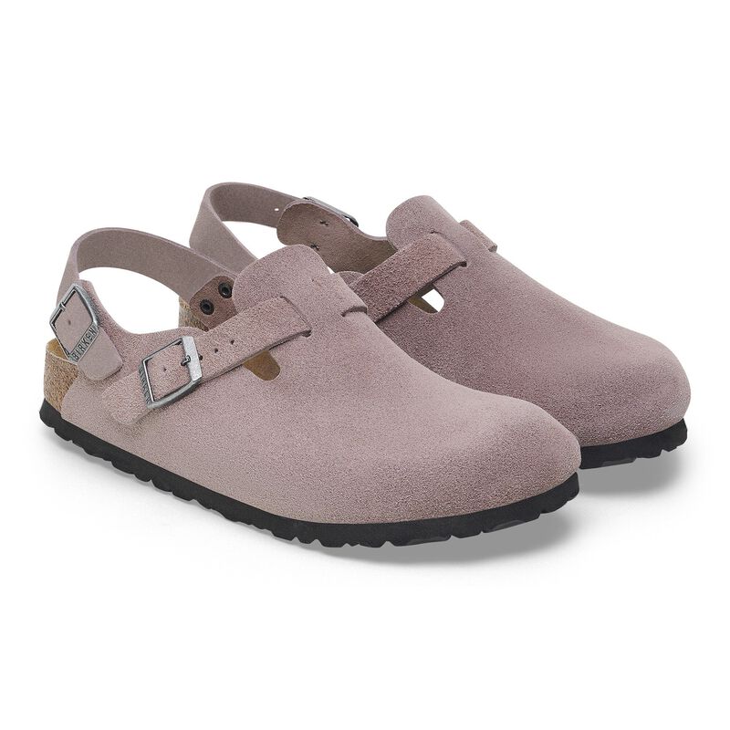 BIRKENSTOCK Tokio Suede Leather Faded Purple Soft Sole detail