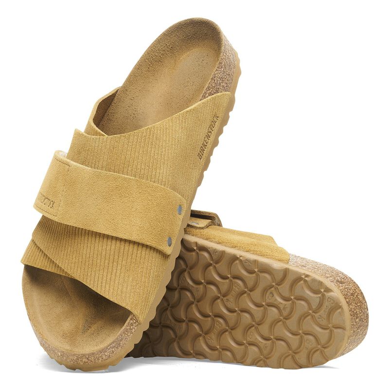 BIRKENSTOCK Kyoto Suede Leather Embossed Corduroy Cork Brown Daily Comfort detail
