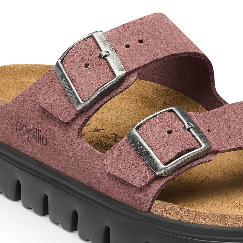 BIRKENSTOCK Arizona Platform Suede Leather Pepper Lounge Fit detail
