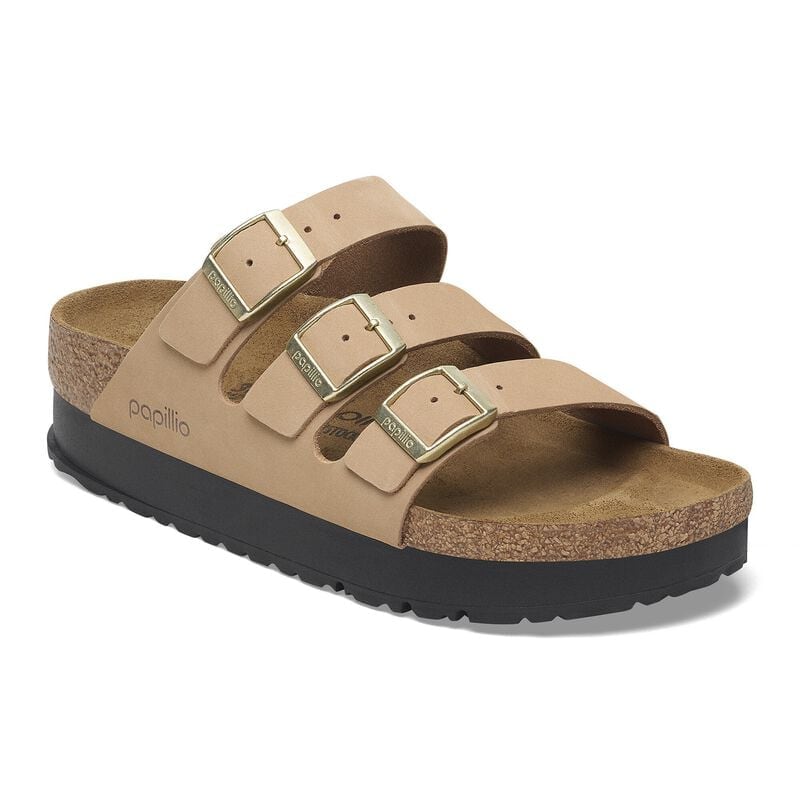 BIRKENSTOCK Florida Flex Platform Nubuck Leather Dark Tea Daily Comfort detail