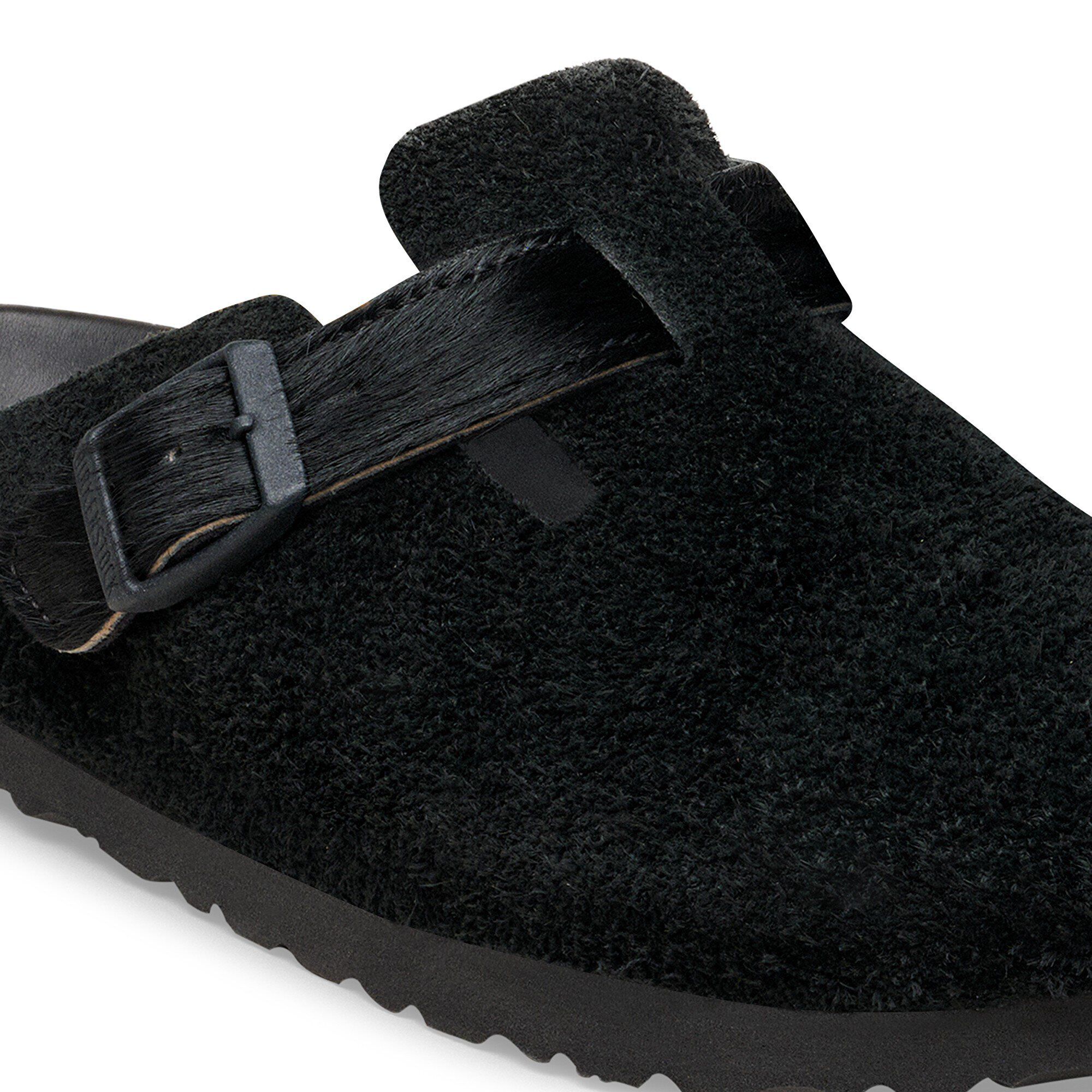 BIRKENSTOCK Boston Suede Leather/Fur Black Trail Easy detail
