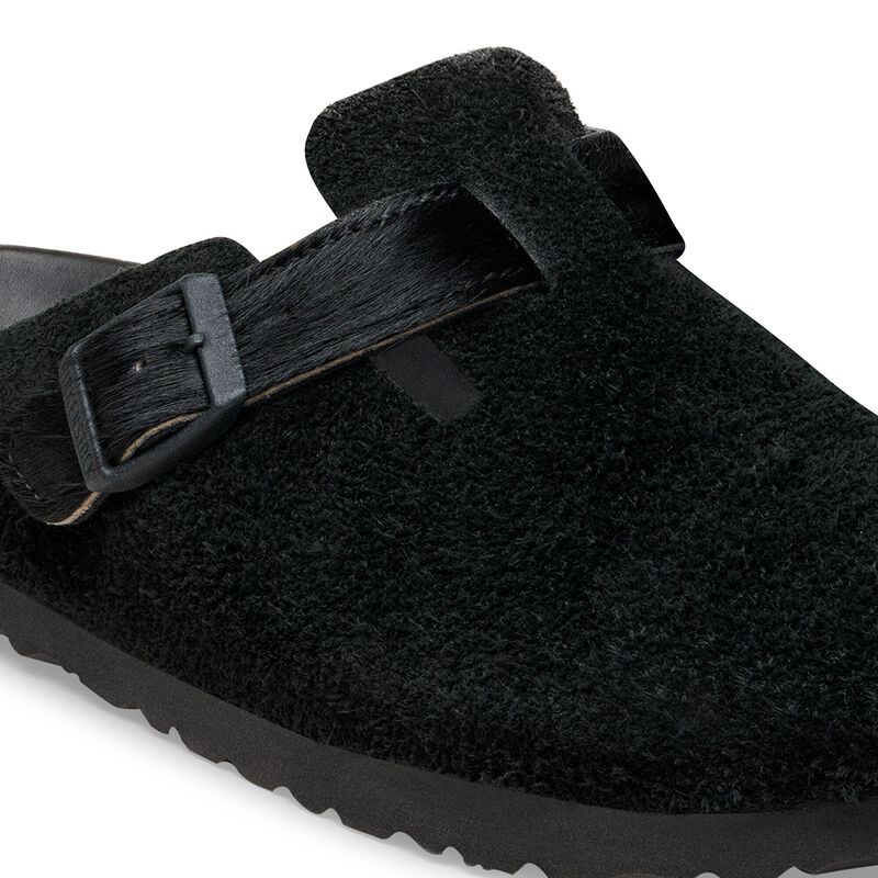 BIRKENSTOCK Boston Suede Leather/Fur Black Trail Easy detail