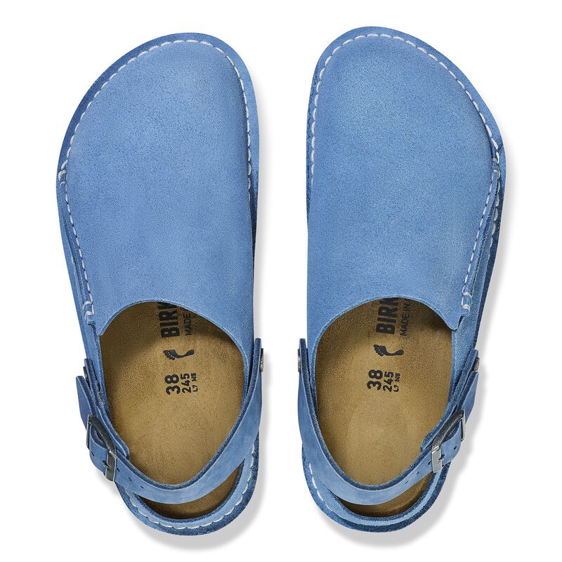 BIRKENSTOCK Lutry Premium Suede Leather Elemental Blue detail