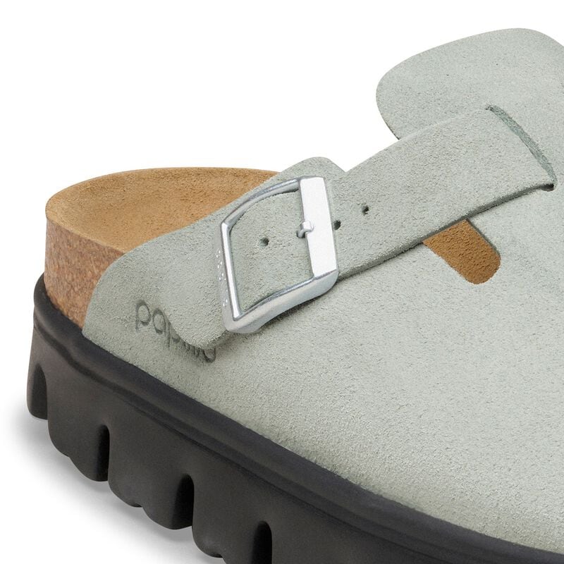 BIRKENSTOCK Boston Chunky Suede Leather Pure Sage Lounge Fit detail